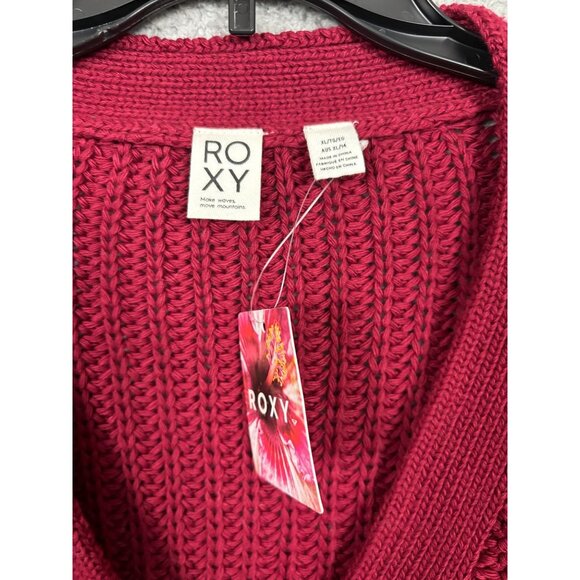 Roxy Women's Rumba Red Cropped Button-Front Knit Cardigan Sweater XL NWT's - Picture 6 of 8